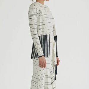 NWT YIGAL AZROUEL‎ STRIPED FRINGE CARDIGAN SZ XS